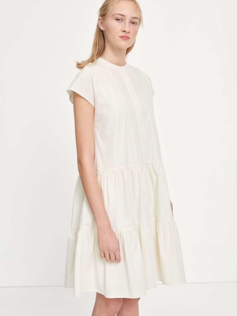 SAMSOE Cotton Ivory Tiered Mini Dress Size XL